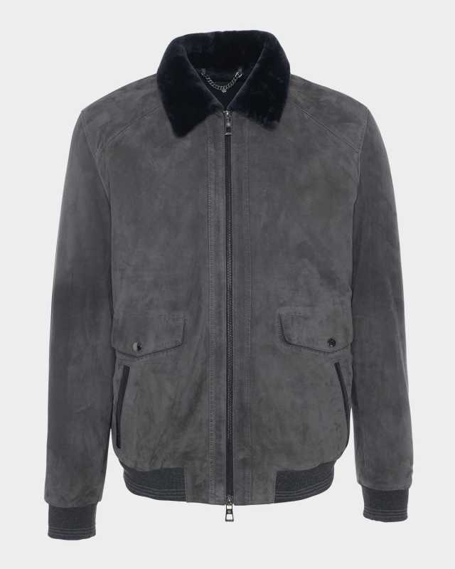 Men's Suede Jacket With Select Shearling Lamb Linin